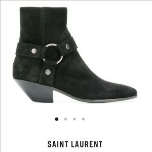 YSL black suede moto boots